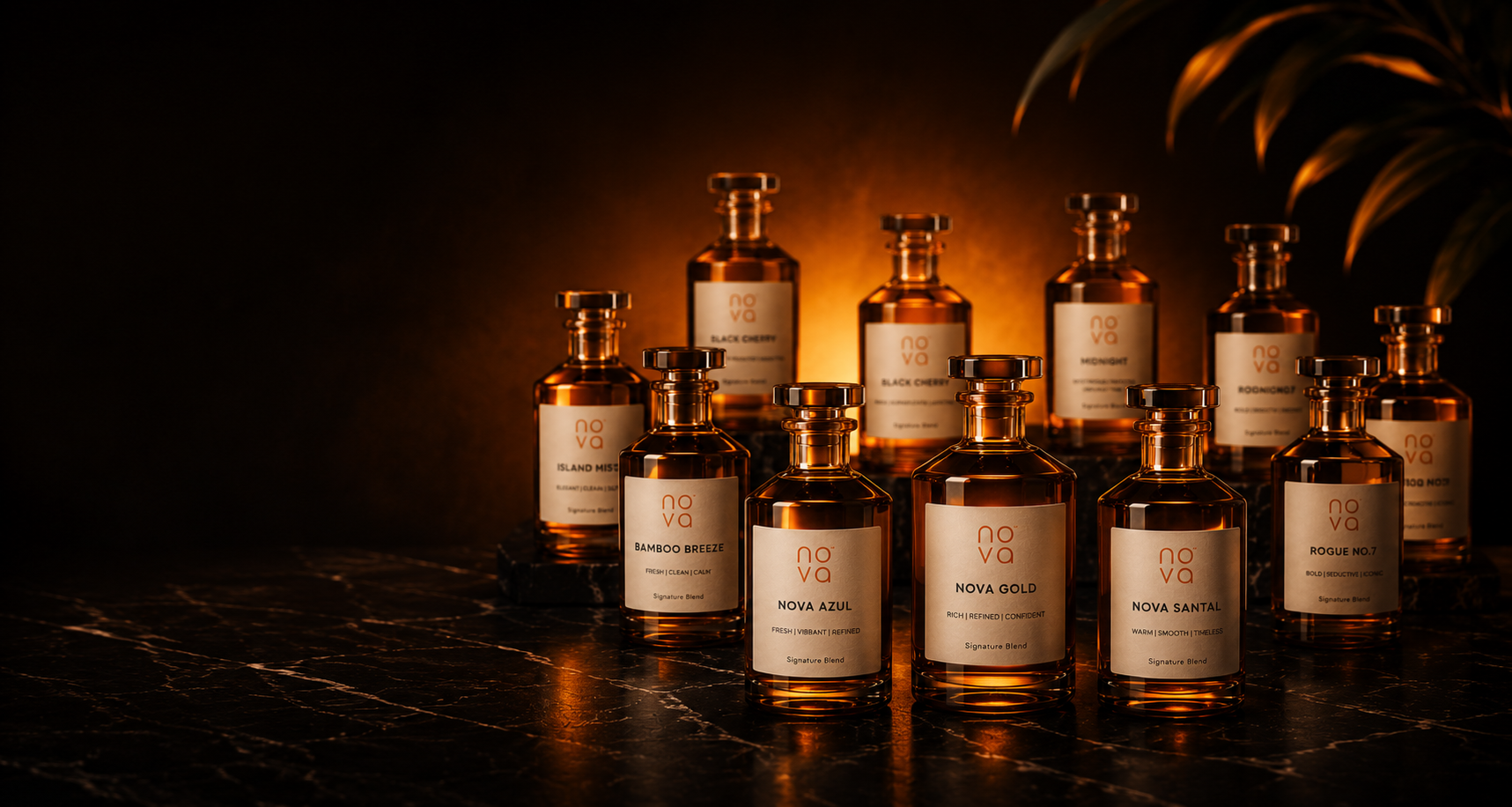 Nova Mist signature fragrance collection featuring ten premium fragrance blends